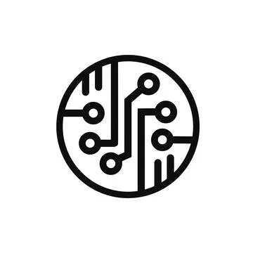 Electronic circuit thin flat vector illustration symbol Isolated template. Illustrazione stock