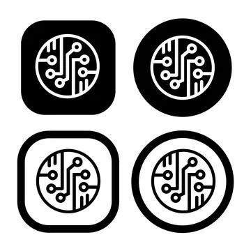 Electronic circuit thin flat vector illustration symbol Isolated template. Stock Illustration