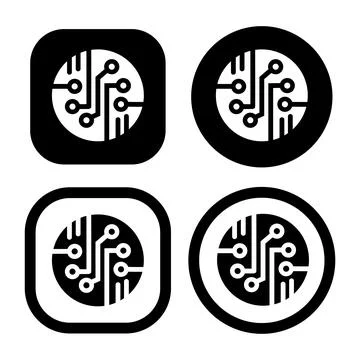 Electronic circuit thin flat vector illustration symbol Isolated template. Illustrazione stock