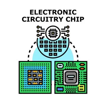 Electronic circuitry chip concept for technology development Illustrazione stock