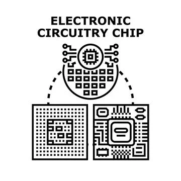 Electronic circuitry chip concept for technology development 库存插图