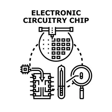 Electronic circuitry chip manufacturing wafer process Stock Illustration