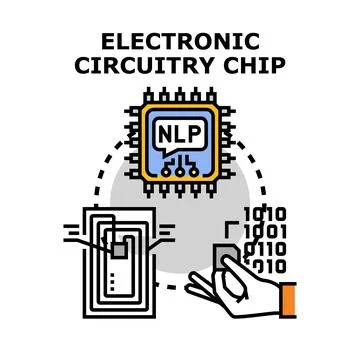 Electronic circuitry chip processing artificial intelligence data Stock Illustration