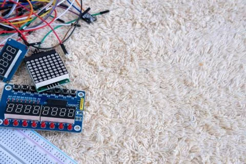 Electronic circuits and wires Stock Photos