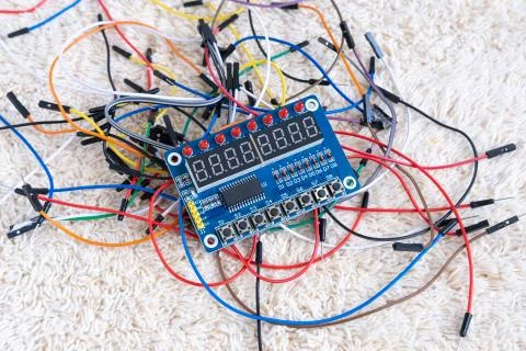Electronic circuits and wires Stock Photos
