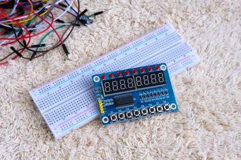 Electronic circuits and wires Stock Photos