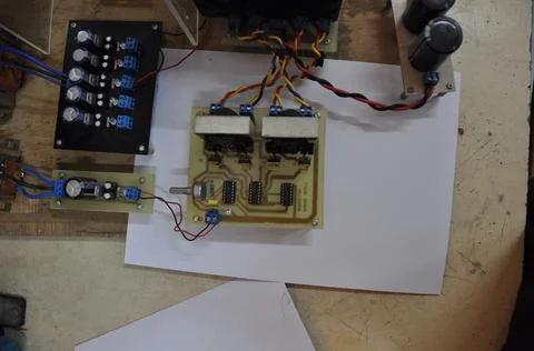 Electronic circuits that are connected to each other Stock Photos