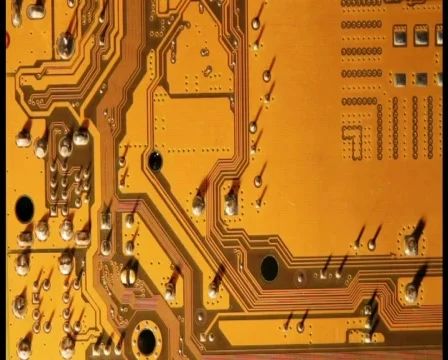 Electronic cirquit board fly over  Stock Footage 858383