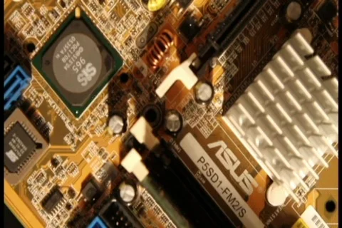 Electronic cirquit board fly over  Stock Footage 858387