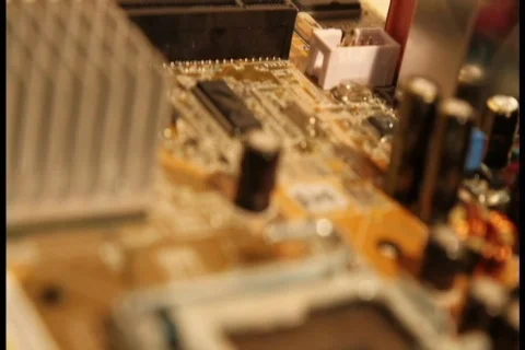 Electronic cirquit board fly over  Stock Footage 858398