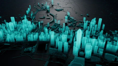 The electronic city is quickly distributed or built on the surface Stock Footage 249482064