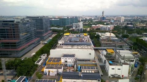 Electronic city (Technology park) with power and renewable energy plant in .. Stock-Footage 320925294