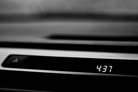 Electronic clock 4:37 Stock Photos