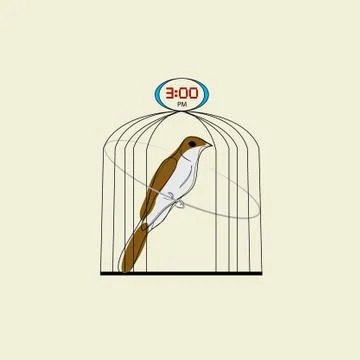 Electronic clock with cuckoo Stock Illustration