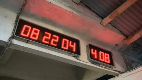 Electronic clock. Electronic clock at the metro station Stock Footage 94485342