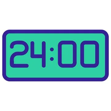 Electronic clock icon vector. Isolated contour symbol illustration Illustrazione stock