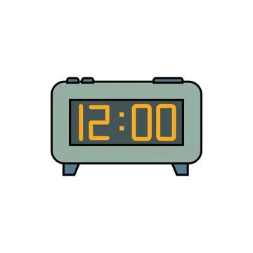Electronic clock isolated vector illustration on white background Stock Illustration