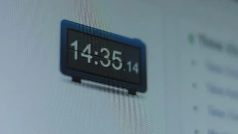 Electronic clock on the screen. Shoot pixels on the screen Stock Footage 199782193