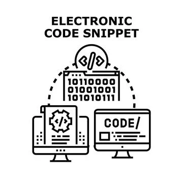 Electronic code snippet developing programming software applications Stock Illustration