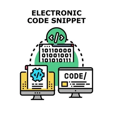 Electronic code snippet developing programming software applications Stock Illustration