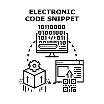 Electronic code snippet developing software process data 库存插图