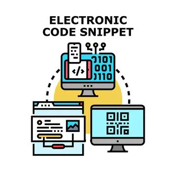 Electronic code snippet developing software compiling data Illustrazione stock