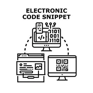 Electronic code snippet developing software compiling data Stock Illustration
