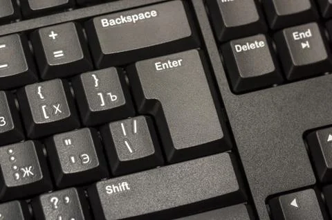 Electronic collection - black computer keyboard with key enter Stock Photos