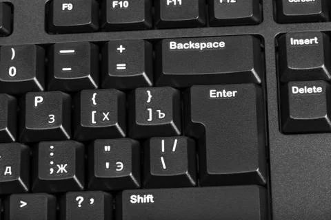 Electronic collection - black computer keyboard with key enter Stock Photos
