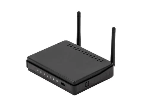 Electronic collection - black wireless internet network wi-fi router Stock Photos