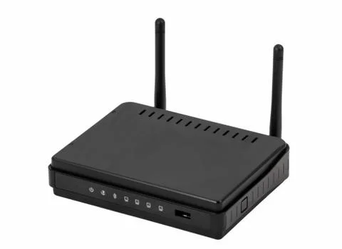 Electronic collection - black wireless internet network wi-fi router Foto stock