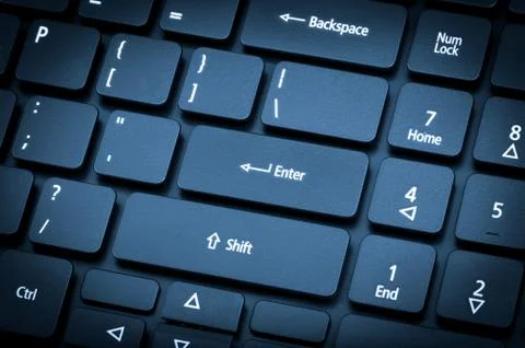 Electronic collection - close-up laptop keyboard with russian letter. The foc Stock Photos