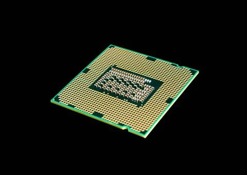 Electronic collection - Computer CPU Processor Chip isolated on black back... 库存照片