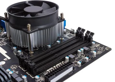 Electronic collection - Computer motherboard with CPU cooler Computer moth... Foto stock