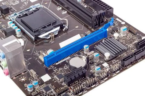 Electronic collection - Computer motherboard without CPU cooler Computer m... Stock Photos