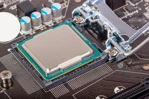 Electronic collection - CPU socket on motherboard Stock Photos