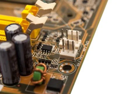 Electronic collection - digital components on computer mainboard Stock Photos