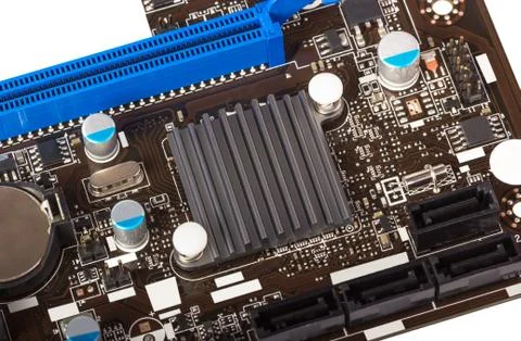 Electronic collection - digital components on computer mainboard Foto stock