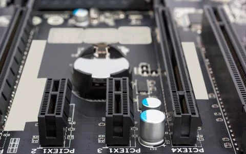 Electronic collection - digital components on computer motherboa Foto stock