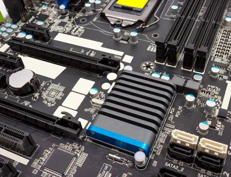 Electronic collection - digital components on computer mainboard Electroni... Foto stock