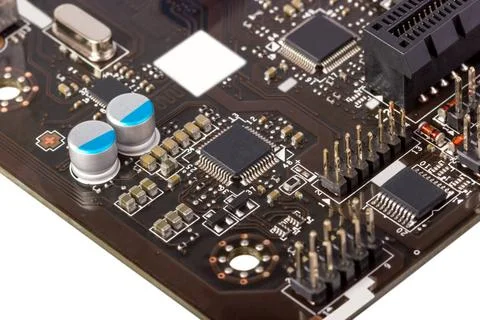 Electronic collection - digital components on computer mainboard Electroni... Foto stock