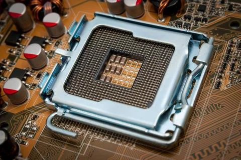 Electronic collection - Empty CPU socket Empty CPU processor socket with p... 写真素材