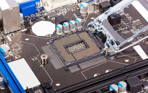 Electronic collection - Empty CPU socket Empty CPU processor socket with p... 스톡 사진