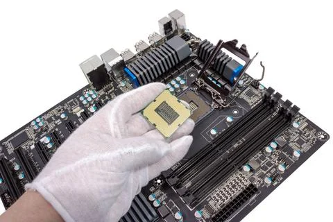 Electronic collection - Installation of processor Installation of modern p... 스톡 사진