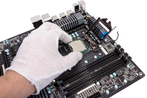 Electronic collection - Installation of processor Installation of modern p... 스톡 사진