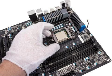 Electronic collection - Installation of processor Stock Photos