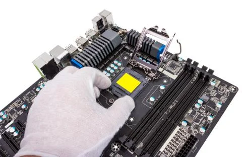 Electronic collection - Installation of processor Stock Photos