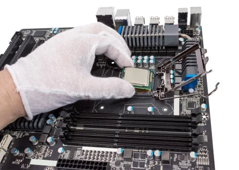 Electronic collection - Installation of processor Stock Photos