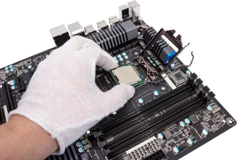 Electronic collection - Installation of processor Stock Photos