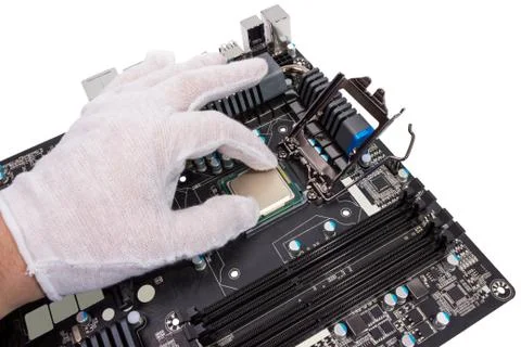 Electronic collection - Installation of processor Stock Photos